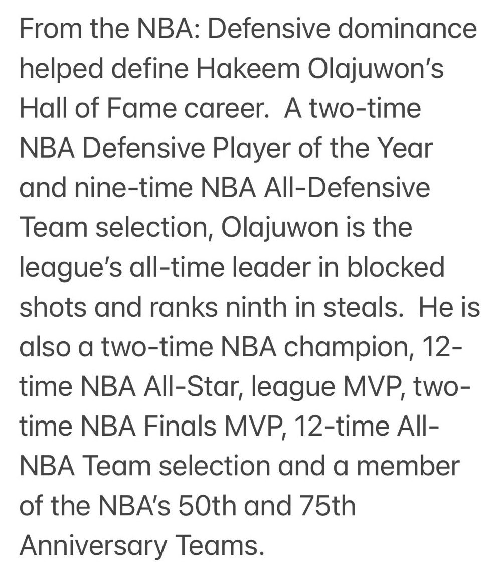 COOG NATION The NBA announced that the Defensive Player of the Year award has been renamed The Hakeem Olajuwon Trophy, former @UHouston @UHCougars @uhcougarmbk charting member of #PhiSlamaJama Houston Rockets #Akeem #4verCoog #3rdWard #ForTheCity #GoCoogs 🏀🐾🐾🐾