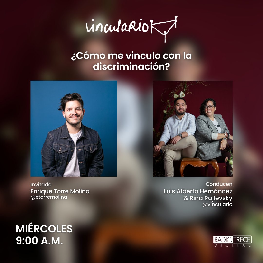 Radio13Digital's tweet photo. ¿Cómo me vinculo con la discriminación?
Enrique Torre Molina nos visita en 👉 𝗩𝗶𝗻𝗰𝘂𝗹𝗮𝗿𝗶𝗼.
📌 Miércoles 14 de diciembre a las 9:00 a.m. a través de #FBLive 📻👇
https://t.co/G0E0JJYDDZ
#ConectandoConTuLuz #psychotherapy #Radio13Digital https://t.co/DZfHMBHwqY