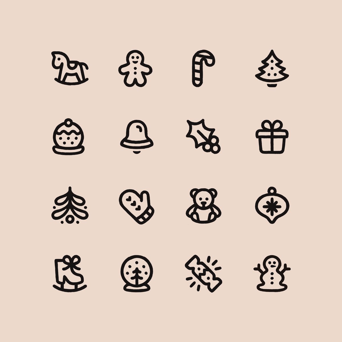 I made some festive icons while hibernating through the last of this horrible covid to cheer myself up! A buncha cuties! I love my job! 🧸☃️🎄🎁✨
