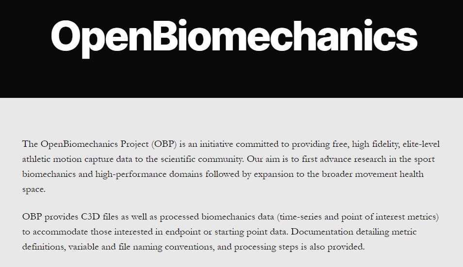 Kyle Wasserberger (@kww_bos) on Twitter photo Introducing the OpenBiomechanics Project from <a href="/DrivelineBB/">Driveline Baseball</a>: the open source initiative for anonymized, elite-level athletic motion capture data
What you need to know (1/3):
🆓research-grade mocap data from DL's database
🖥️GitHub repo (data & code):
github.com/drivelineresea… Introducing the OpenBiomechanics Project from <a href="/DrivelineBB/">Driveline Baseball</a>: the open source initiative for anonymized, elite-level athletic motion capture data
What you need to know (1/3):
🆓research-grade mocap data from DL's database
🖥️GitHub repo (data & code):
github.com/drivelineresea…