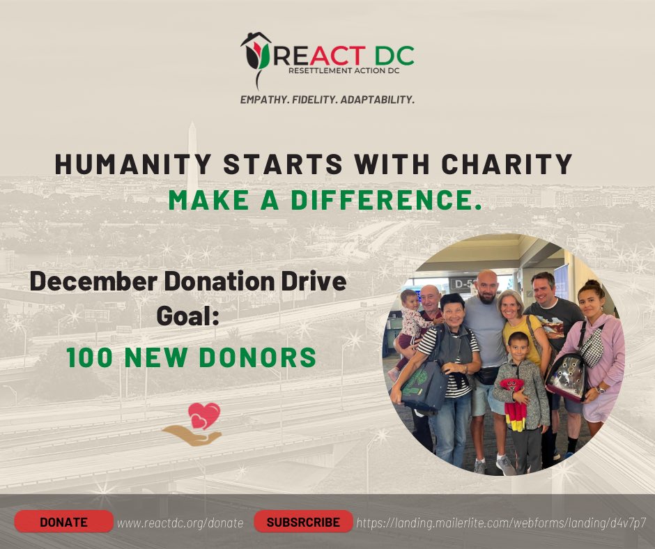 reactdcorg's tweet photo. Last month we celebrated #GivingTuesday, the day that encourages millions of people worldwide to do good and to give, collaborate, and celebrate generosity.  

In this season of giving, we invite YOU to participate in our December Donation Drive. 1/10 https://t.co/9AdheMMfoG