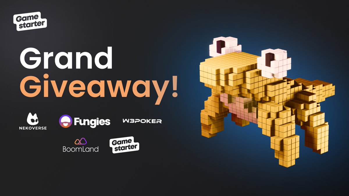 gamestarter's tweet photo. It's time for the Gamestarter Grand #Giveaway!🎉

Together with our friends, @BoomLandGames, @Nekoverse_NFT, @fungies_io, @w3poker_com we are giving away in total:

⚡️800 $BUSD
⚡️5 VIP pass #NFTs
⚡️2 VIP pass pack NFTs!🤩

✅Enter here: https://t.co/s0w64b0Fkz

#Airdrop #Airdrops https://t.co/ORreMsxOIv