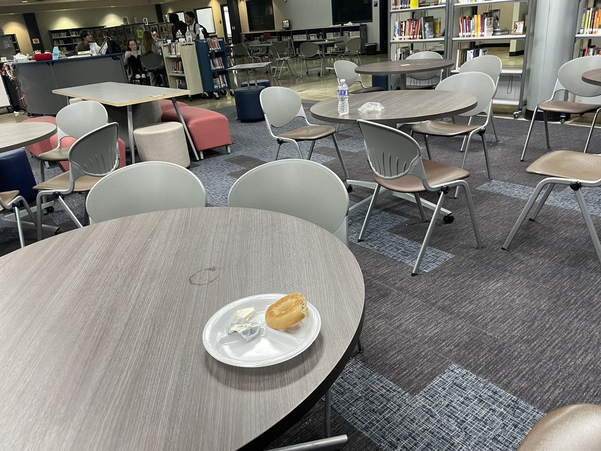 This is how y’all left the library this morning.  There were sophomores sitting in this area.  Y’all know better….do better.