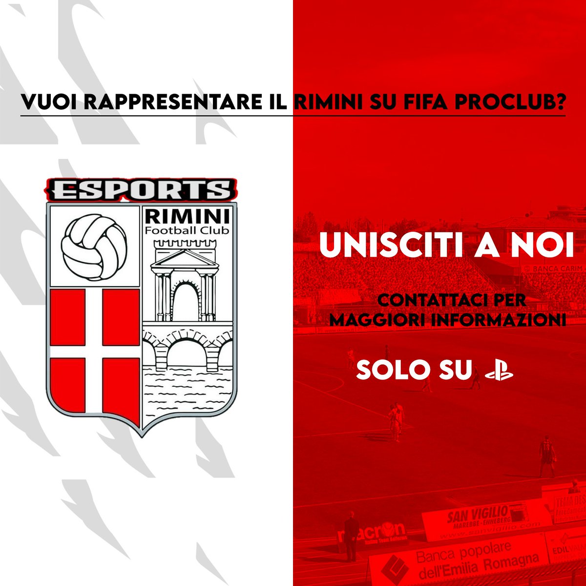RIMINI FC E-Sports (@riminifcesports) on Twitter photo โผ๏ธCERCHIAMO NUOVI INNESTI PER L'IMMINENTE APERTURA DEL MERCATO NEI SEGUENTI RUOLI โฌ๏ธ
๐ธ ES/ED (352)
๐ธ CC/CDC
๐ PS4
VPG A
PGS
๐ฒ Maggiori info in DM
<a href="/NewsProclub/">News Proclub</a> <a href="/NewsProClub1/">News Pro Club</a> <a href="/ILOVEPROCLUB1/">ILOVEPROCLUB1</a> <a href="/RTproclub/">๐๐๐๐๐๐๐๐๐</a> <a href="/RTAllProClub/">RETWEET ALL PROCLUB</a> <a href="/ProClubRTutto/">RTutto ๐</a> <a href="/pctransfermarkt/">๐ฎ๐น PRO CLUBS TRANSFERMARKT๐</a> @RTforproclub <a href="/Freeagent_PS/">Pro Clubs Free Agency</a> โผ๏ธCERCHIAMO NUOVI INNESTI PER L'IMMINENTE APERTURA DEL MERCATO NEI SEGUENTI RUOLI โฌ๏ธ
๐ธ ES/ED (352)
๐ธ CC/CDC
๐ PS4
VPG A
PGS
๐ฒ Maggiori info in DM
<a href="/NewsProclub/">News Proclub</a> <a href="/NewsProClub1/">News Pro Club</a> <a href="/ILOVEPROCLUB1/">ILOVEPROCLUB1</a> <a href="/RTproclub/">๐๐๐๐๐๐๐๐๐</a> <a href="/RTAllProClub/">RETWEET ALL PROCLUB</a> <a href="/ProClubRTutto/">RTutto ๐</a> <a href="/pctransfermarkt/">๐ฎ๐น PRO CLUBS TRANSFERMARKT๐</a> @RTforproclub <a href="/Freeagent_PS/">Pro Clubs Free Agency</a>