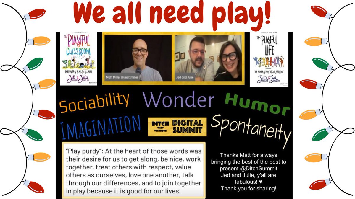 jlessard32's tweet photo. Enjoying Day #2 of #DitchSummit 2022
One of my favorite things about December! ๐
@JuliePJones @mrdearybury @jmattmiller
#theplayfulclassroom
#playfulclassroom
#ditchbook #ditchsummit https://t.co/ycHilz6QS1
