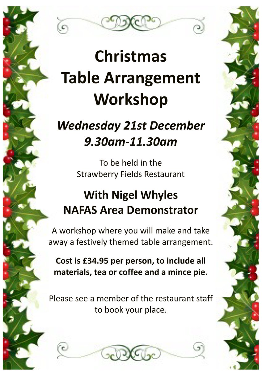 BellisBrothers's tweet photo. We still have a couple of places available on this workshop if you would like to join us? Always a lovely festive morning. Please contact the restaurant directly to book - 01829 272031. #tablearrangement #christmas #gardencentre #wrexham https://t.co/ElczLTcQHT