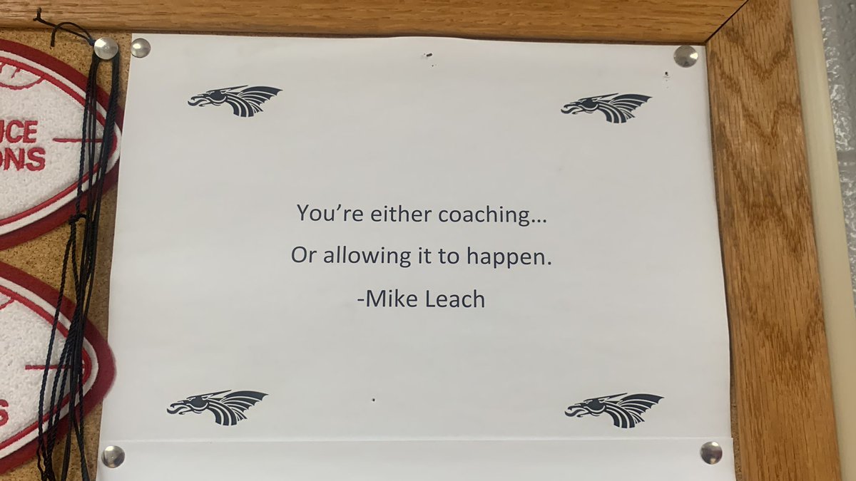 NPCoachRalph's tweet photo. I’m not a big quotes guy but 10 years ago when I took this job this was the FIRST thing I put in my office. It still hangs in the top right corner of my board and is one of the most impactful sentences for a coach and person. It will always be a guiding force. #RIPMikeLeach https://t.co/OuV4BmLWOs