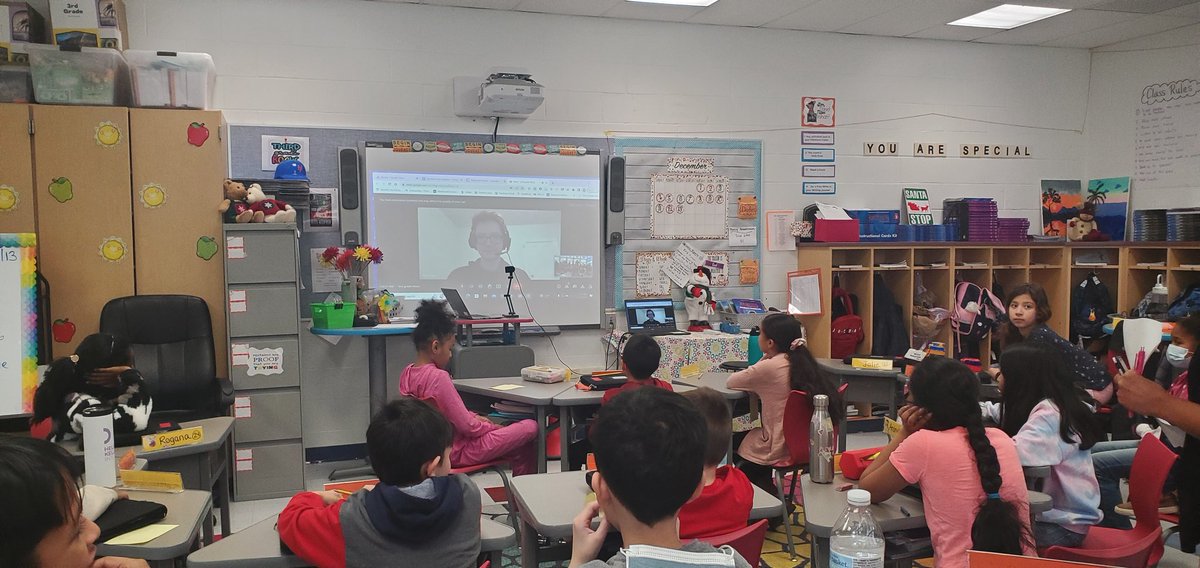 Memorial 3rd graders meeting and interacting with a computer scientist. Thanks Quinn!!