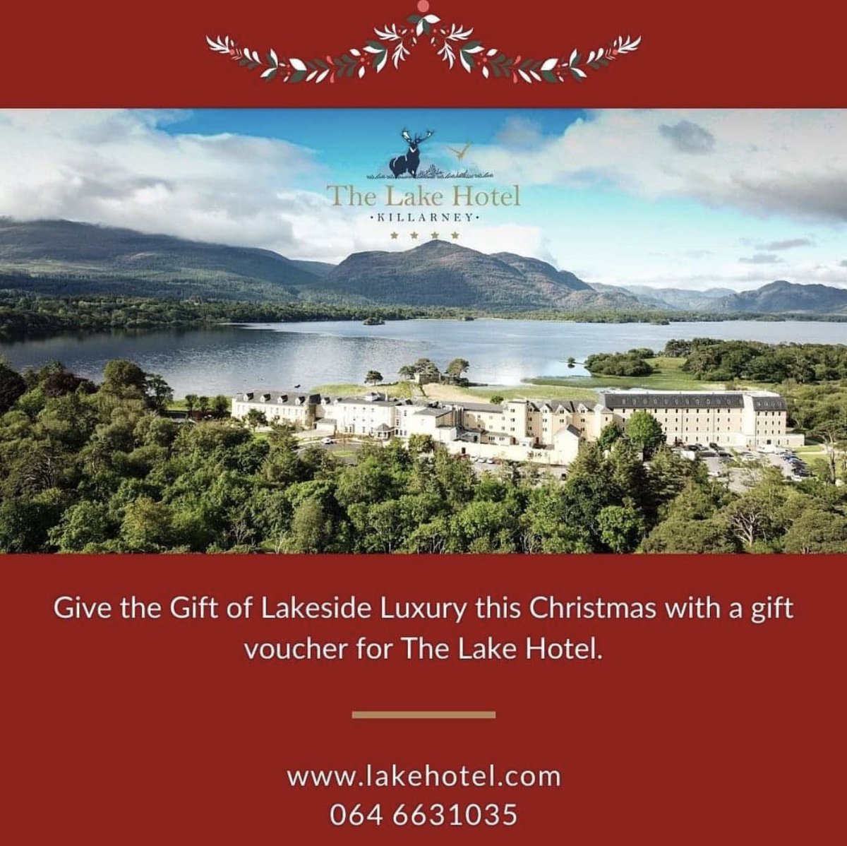Bestow the gift of a luxurious escape, award winning dining & breathtaking views this Christmas. Visit lakehotel.com or phone 064 6631035 for more information. #giftideas #giftvouchers #christmasvoucher #lakehotelkillarney #familyownedhotel