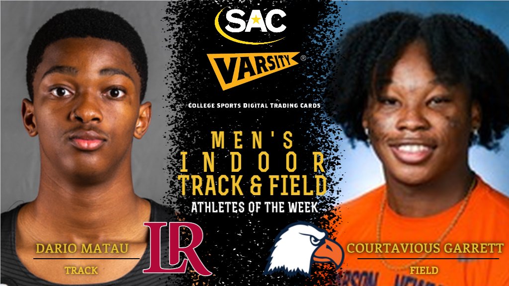 SAC_Athletics's tweet photo. Lenoir-Rhyne's Matau and Carson-Newman's Garrett Named South Atlantic Conference @VarsityGems Men's Indoor Track & Field Athletes of the Week #MakeSACYours #SACMITF
Story: https://t.co/6Xh14T2oip https://t.co/8nKNYNjBNg
