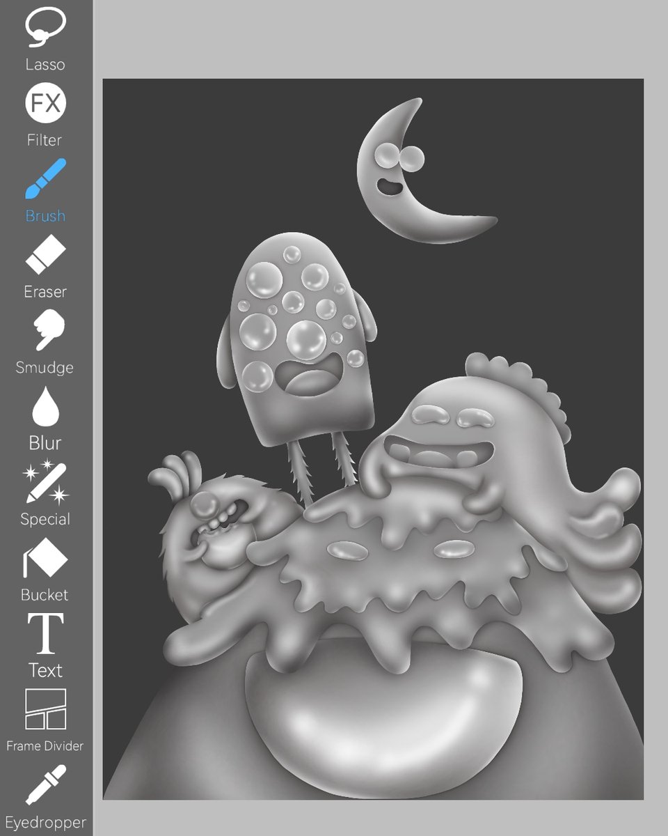 Update on my monster character 💪🏻 #digitalpainting #2dart #illustration #grayscalecoloring