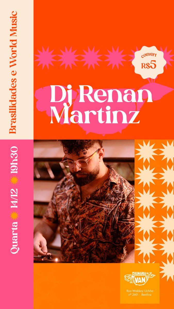 Nesta quarta tem Brasilidades e World Music com Dj Renan Martins na <a href="/culinariadavan/">culinariadavan</a> 💫