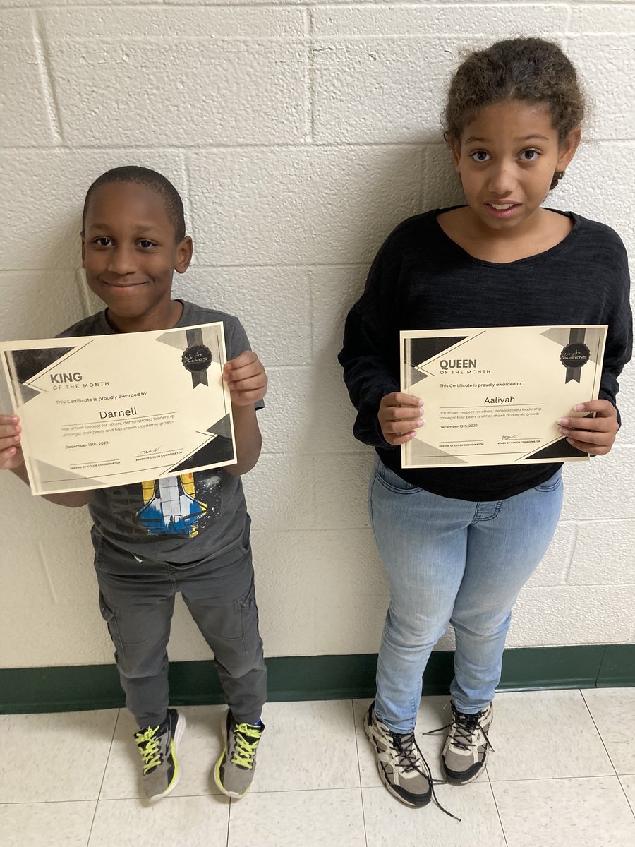 Shout out to our Kings and Queens for the month of December! They showed leadership, respect for others and showed academic growth!