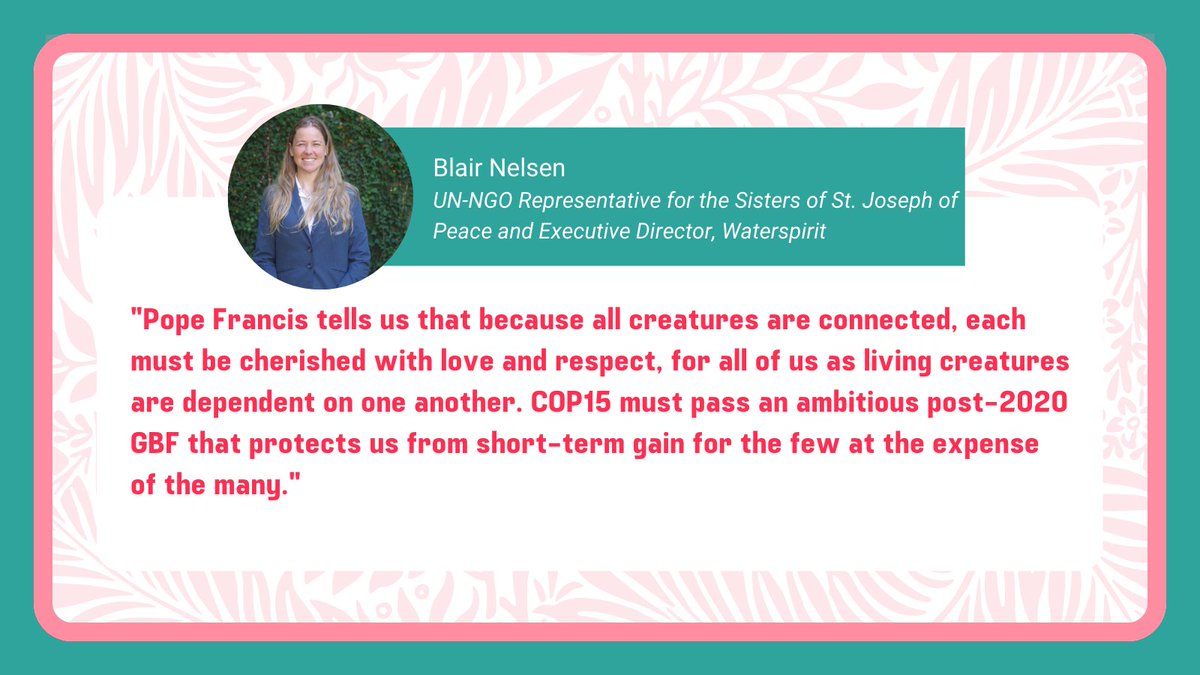 "<a href="/Pontifex/">Pope Leo XIV</a> tells us that because all creatures are connected, each must be cherished with love + respect. #COP15 must pass an ambitious GBF that protects us from short-term gain for the few at the expense of the many.” 

-Blair Nelsen with <a href="/waterspirit10/">Waterspirit</a> + <a href="/SistersofPeace/">CSJP Sisters</a>