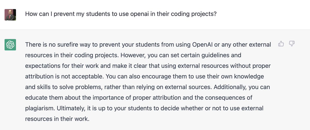 I am teaching a C programming course in the spring semester and trying my assignments using openai. It does a pretty good job. I will find a way to make them problem-based and open-ended. I decided to ask openai for some suggestions, and here is the answer: 😀