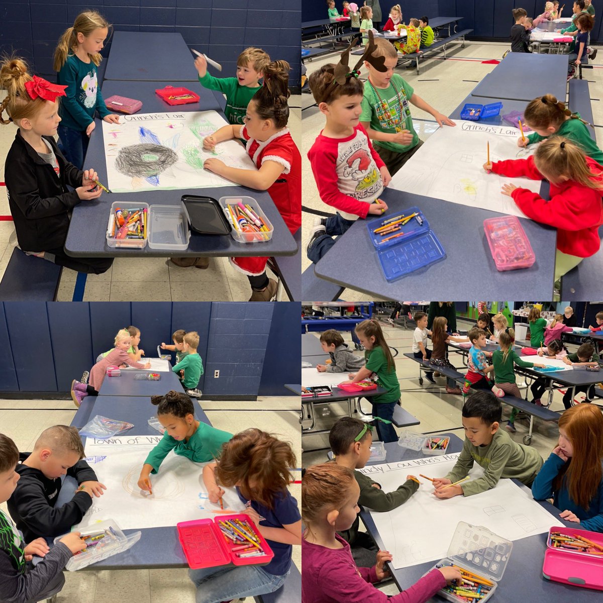 KrambeerKinders's tweet photo. Today, we introduced the concept of “setting” using How the Grinch Stole Christmas. Kinders were given a “setting” from the book &amp; they had to draw what they thought the setting looked like. We ended with a museum walk to see each other’s work! #hudsonschools #meetingourdestiny https://t.co/I2liXFn4LP