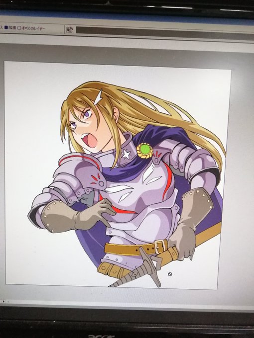 狼の作画に疲れたんでカラーの方に。犬系の動物苦手なんですよ。40年近くの漫画家人生で犬って数回しか出てきてないし猫に至ってはゼロ‥同人で骸延が猫になってしまう漫画は描いたが‥
全身金属の鎧って塗ったこと無いなぁ。何事もチャレンジなアラカン漫画家。 