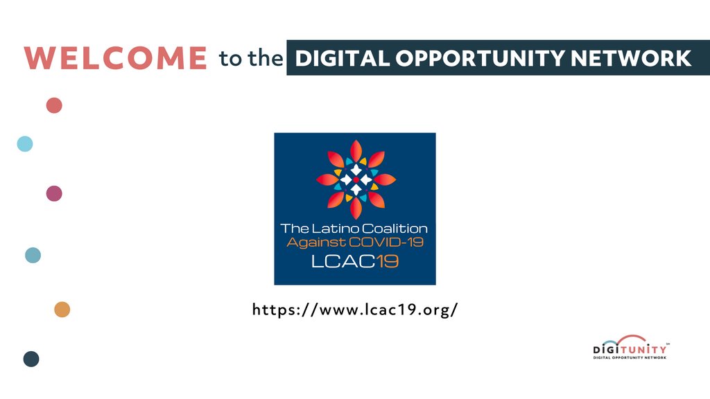 digitunity's tweet image. Digitunity welcomes The Latino Coalition Against COVID-19 to our Digital Opportunity Network. 

Learn more about Digitunity&apos;s Digital Opportunity Network at digitunity.org/get-involved/d….

#NonProfitNetwork #TechGap #BridgeDigitalDivide