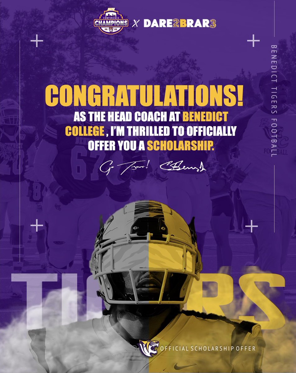 Blessed to receive an offer from Benedict College!! 🙏🏽🐅@coachhowardg @coachksax3 @qbcoachrr17