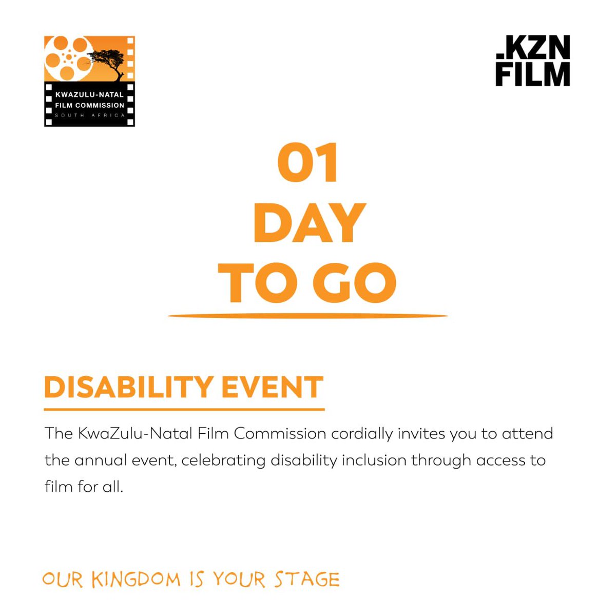 One day left for the Disability Event to start and it will take place at KZN Film Offices in Musgrave.
#KZNFilm
#DisabilityEvent