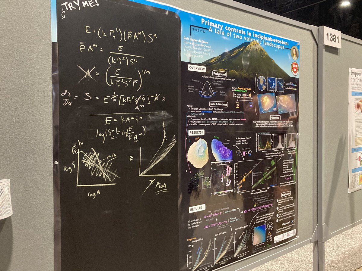 Shoutout to my friend @Stuck_onEarth whose #AGU2022 poster includes a chalkboard for anyone who really wants to get in-depth with derivations (or draw smiley faces)
Such a smart cookie, no wonder she’s going places