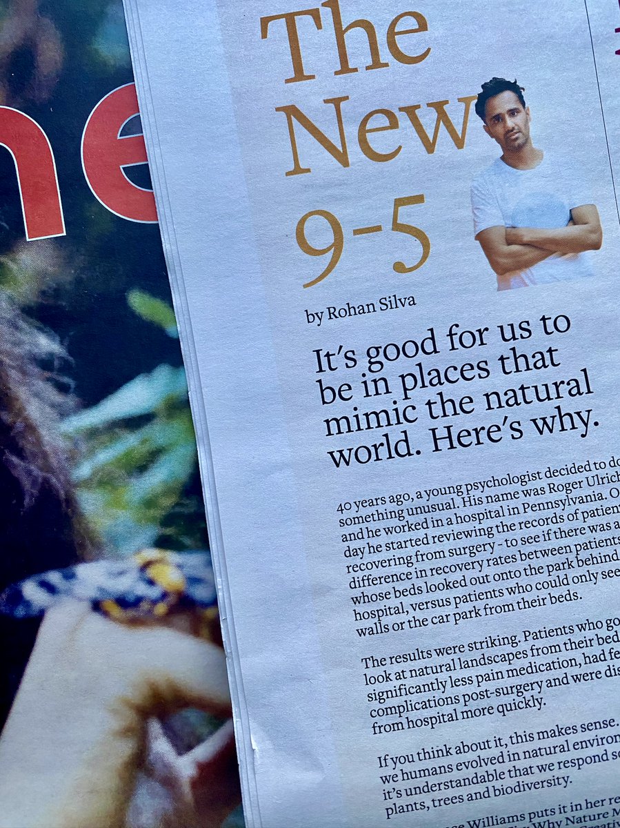 “Just think about a typical soulless corporate office block-totally devoid of trees and nature. It doesn’t have to be like this.” In his December column for the Semaine Newspaper, @Silva makes an evidence-based argument for integrating nature into our work environments.