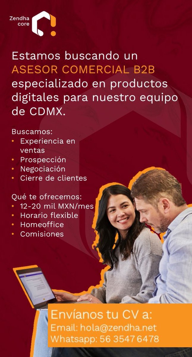 Emprebask_Mex's tweet photo. ¡ESTAMOS #CONTRATANDO!

Beneficios en Zendha Core
1. Horario flexible y modalidad #híbrida
2. #Salario Base + comisiones no topadas
3. Plan de crecimiento dentro de la #empresa
4. Seguridad social

Utilizamos herramientas innovadoras y eficientes, horas de trabajo flexibles. https://t.co/cgKjKcXCa2