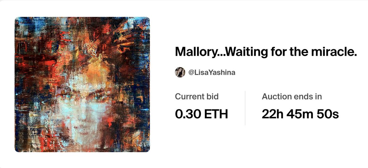 Friends ! #NFTFam 
Great news ! ✨A man with Great taste <a href="/Blue11art/">Blue11</a>  auctioned my painting "Waiting for a miracle" and it happened for me!😊
 Because every artist in this space dreams that his art will live forever!