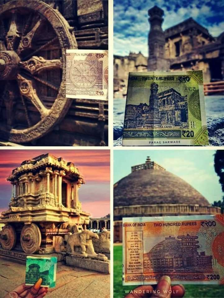 एक दिन इस ट्वीट को रीट्वीट करेंगे 
भारतीय मुद्रा के रूपांकन: 🇮🇳

1. ₹5: ट्रैक्टर
2. ₹10: सूर्य मंदिर, कोणार्क
3. ₹20: एलोरा
4. ₹50: हम्पी
5. ₹100: रानी की वाव
6. ₹200: सांची स्तूप
7. ₹500: लाल किला 
8. ₹2000: मंगलयान
9. श्रीराम मंदिर अयोध्या❓
<a href="/narendramodi/">Narendra Modi</a>
#Pintu_Jangid