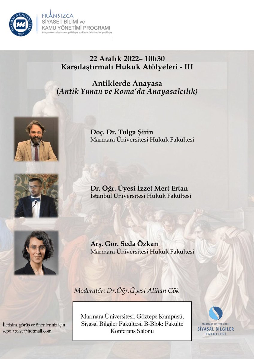 Atelier de droit comparé (22 décembre 2022)

Le sens de la “Constitution" dans la Grèce antique et la Rome antique