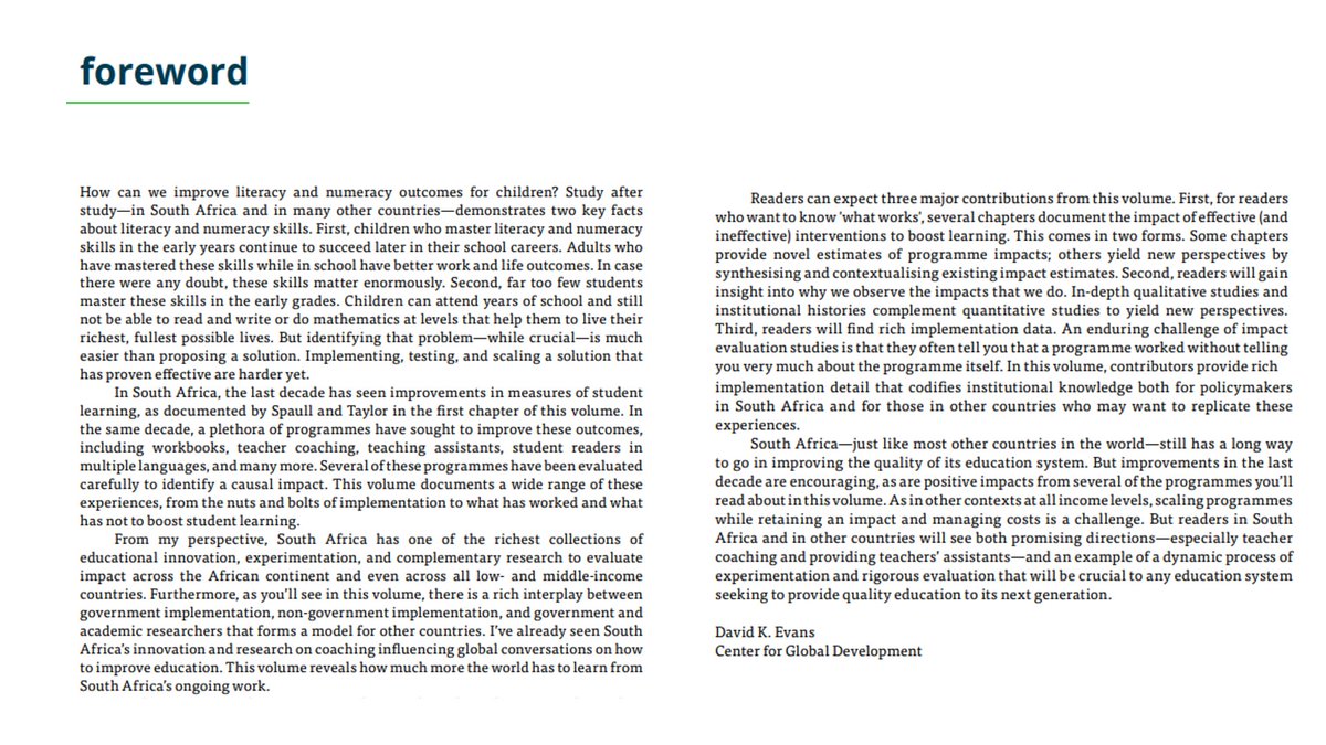 I read *Early Grade Reading and Mathematics Interventions in South Africa*, edited by <a href="/NicSpaull/">Nic Spaull</a> &amp; @StephengsTaylor, from cover to cover, and I liked it so much I wrote this foreword.

resourcehub.oxford.co.za/higher-educati…

The book (together with two others) is available open-access.