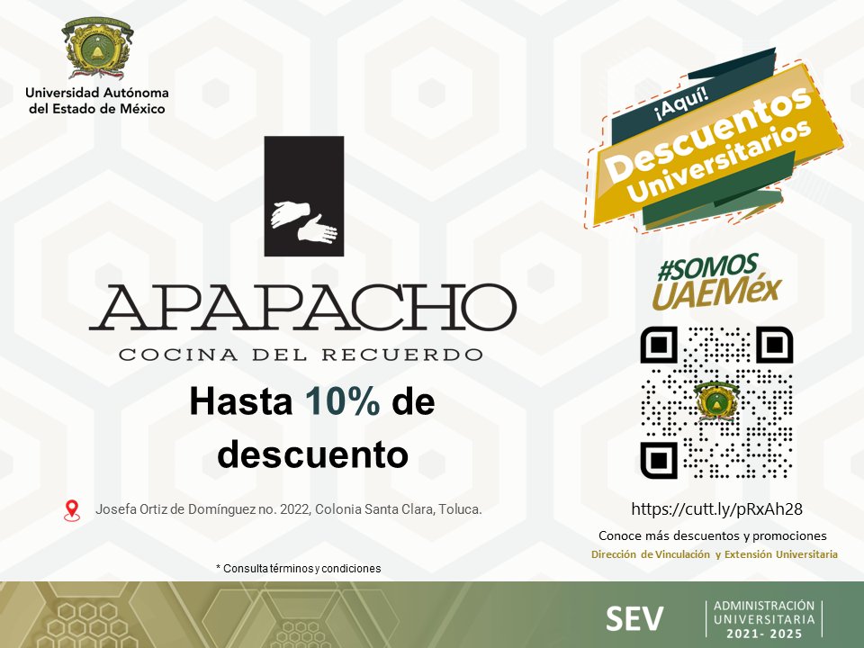 SEV_UAEM's tweet photo. ¡Mira más descuentos a los que puedes acceder!
Sólo es necesario que presentes tu credencial UAEMéx vigente en formato físico o digital.

#SomosVinculación #SomosExtensión #SomosUAEMéx💚💛 https://t.co/SYGnoFud9p