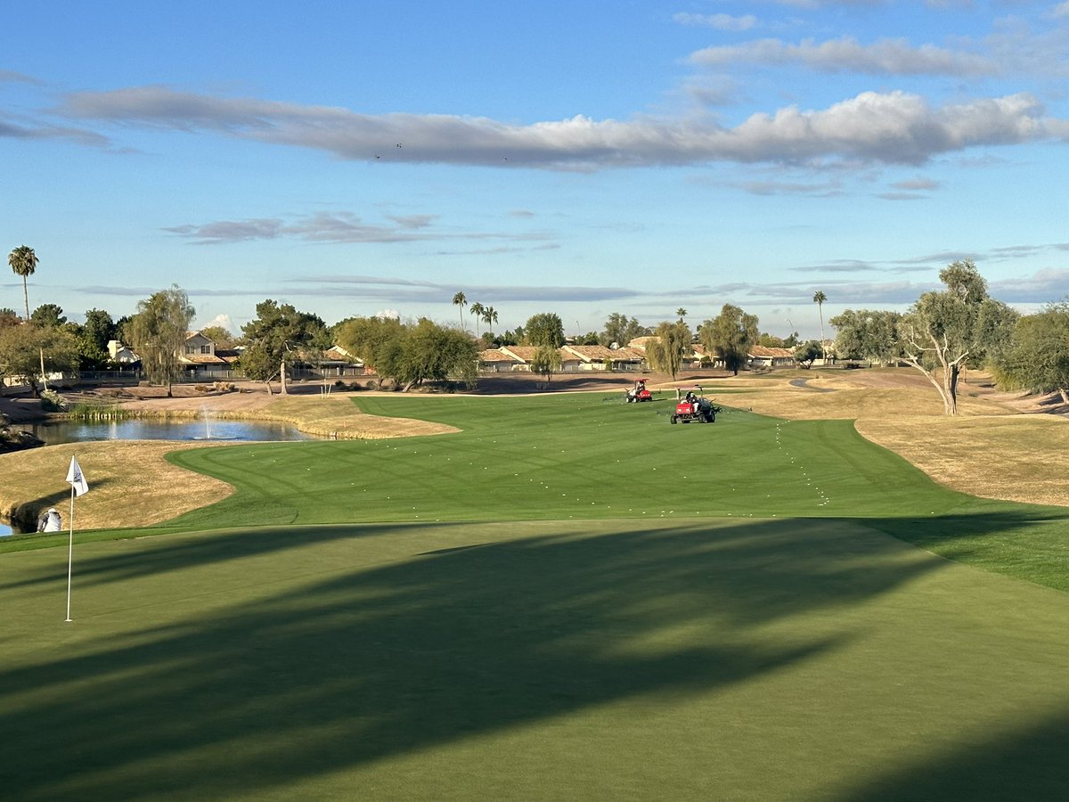 Mmolton21's tweet image. First Winter season application to injure existing Bermuda grass in fairways. #Prograss with some Poa Annua control as a bonus!