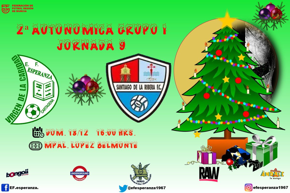 Nuestro Senior recibe este fin de semana a <a href="/lariberafc/">Santiago de la Ribera F.C.</a> y con el apoyo de <a href="/BongoLaManga/">BongoLaManga</a>, @underground_cartagena, @taqueriaandalelamanga, <a href="/rawmusiccity/">RAW</a> y Tienzo personalización de ropa.