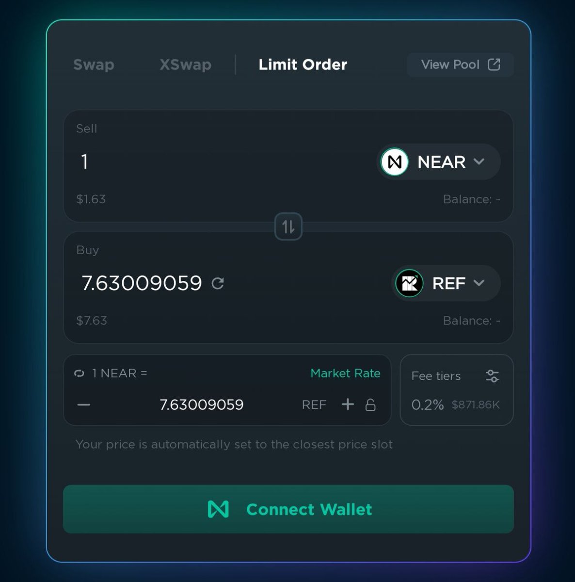 rhea_finance's tweet photo. 6/ Built-in Limit Orders 

On #RefV2, traders can also place market- and limit orders
with near-zero slippage
without price limitation 

Users can now enjoy a CEX-style trading experience on a DEX!

https://t.co/26N4CUjSJl https://t.co/ypdfea4KOV