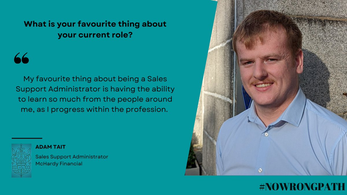 Adam entered the professional through a modern apprenticeship – a complete career change from his previous role as a Weighbridge operator.
This allowed Adam to have a solid grounding on the basics of financial planning, he now aspires to become a financial adviser. #nowrongpath