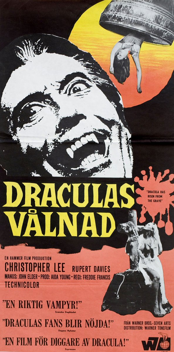 Swedish film poster for #HammerFilms' #DraculaHasRisenFromTheGrave (1968 - Dir. #FreddieFrancis) #ChristopherLee #RupertDavies #VeronicaCarlson