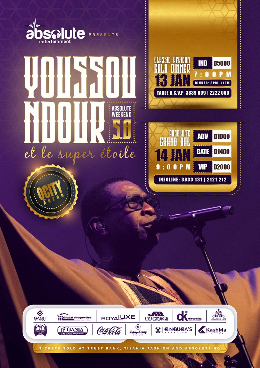 AbsoluteEGm's tweet image. Exactly a month away from your BIGGEST EVENT by your MASTER PLANNERS🙌🏾

Absolute Entertainment present ABSOLUTE WEEKEND 5.0 with KING YOUSSOU NDOUR and Super Etoile LIVE!

#AbsoluteWeekend
#AbsoluteEntertainment 
#AbsolutelyBiggerAndBetter