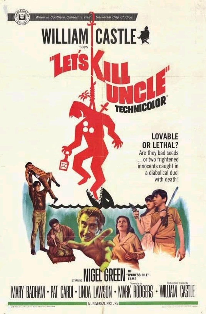 HorrorRafa's tweet photo. De la formidable filmografía de William Castle, una de mis favoritas es #LetsKillUncle, donde un huérfano y su tío intentan aniquilarse por una herencia.

Un cuento oscuro de tono infantiloide que se pasa en un suspiro de entretenida que es.

Lástima de ese decepcionante final. https://t.co/RGEhF85HJv