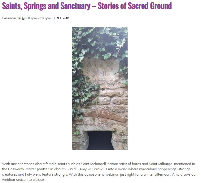 godsacre's tweet photo. Join us tomorrow for the last webinar of the year - where @AmyDStoryteller will weave stories of miraculous happenings, strange creatures and holy wells...
Saints, Springs and Sanctuary - Stories of Sacred Ground
https://t.co/rH6oLqxCdR https://t.co/NCRmPpn0IK