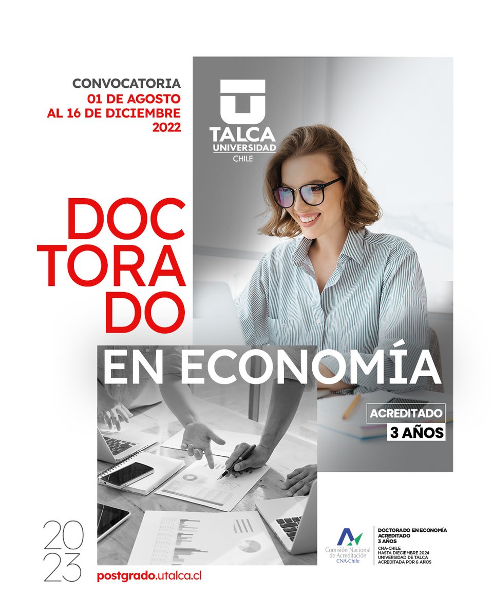 postgradoUTalca's tweet photo. ¿Sabías qué el Doctorado en Economía @UTalca es el 1º programa que existe fuera de la Región Metropolitana?
En nuestro doctorado podrás especializarte en las áreas de Economía en: Recursos Naturales, Ambiental y en Desarrollo.

Postula aquí⤵️
https://t.co/hrHzVeHoHW
@fenutalca https://t.co/m2XhQgayE2