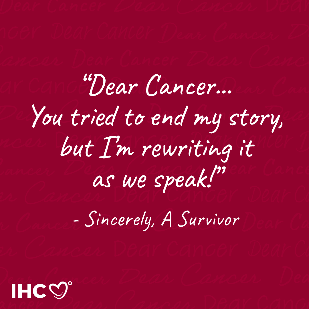 What do you have to say to cancer today?

"You tried to end my story. Little did you know, I wasn’t made to be messed with. I’m rewriting the story as we speak!"

#DearCancer #5Words2Cancer #CancerCommunity #CancerSucks