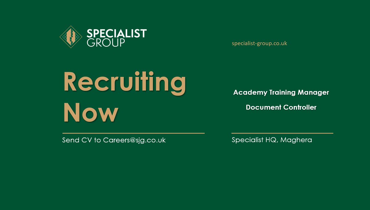GlassSpecialist's tweet photo. Recruiting Now | Join Our Team
 
Specialist Group are currently seeking an Academy Training Manager and Document Controller to join our team.

Visit our website to view full job descriptions: https://t.co/yPEHNb6WHh

Job applications close on Friday 6th January. 

#recruitment https://t.co/Gleg5Br1LM