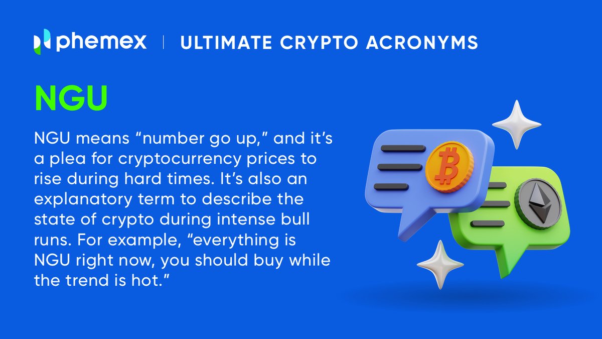 Phemex_official's tweet image. How good are you with #crypto slang? #Phemex is here to share some knowledge with you! This time, learn the meaning of #NGU!

Top 15 Ultimate Crypto Acronyms➡️ open.phemex.cloud/t/Y6

#Phemex #learncrypto #crypto #NFT #blockchain #cryptoacademy
