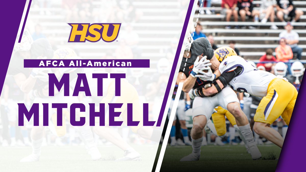 HSUAthletics's tweet photo. Congrats to Matt Mitchell on being named an AFCA All-American at linebacker. https://t.co/bewWymA7rn