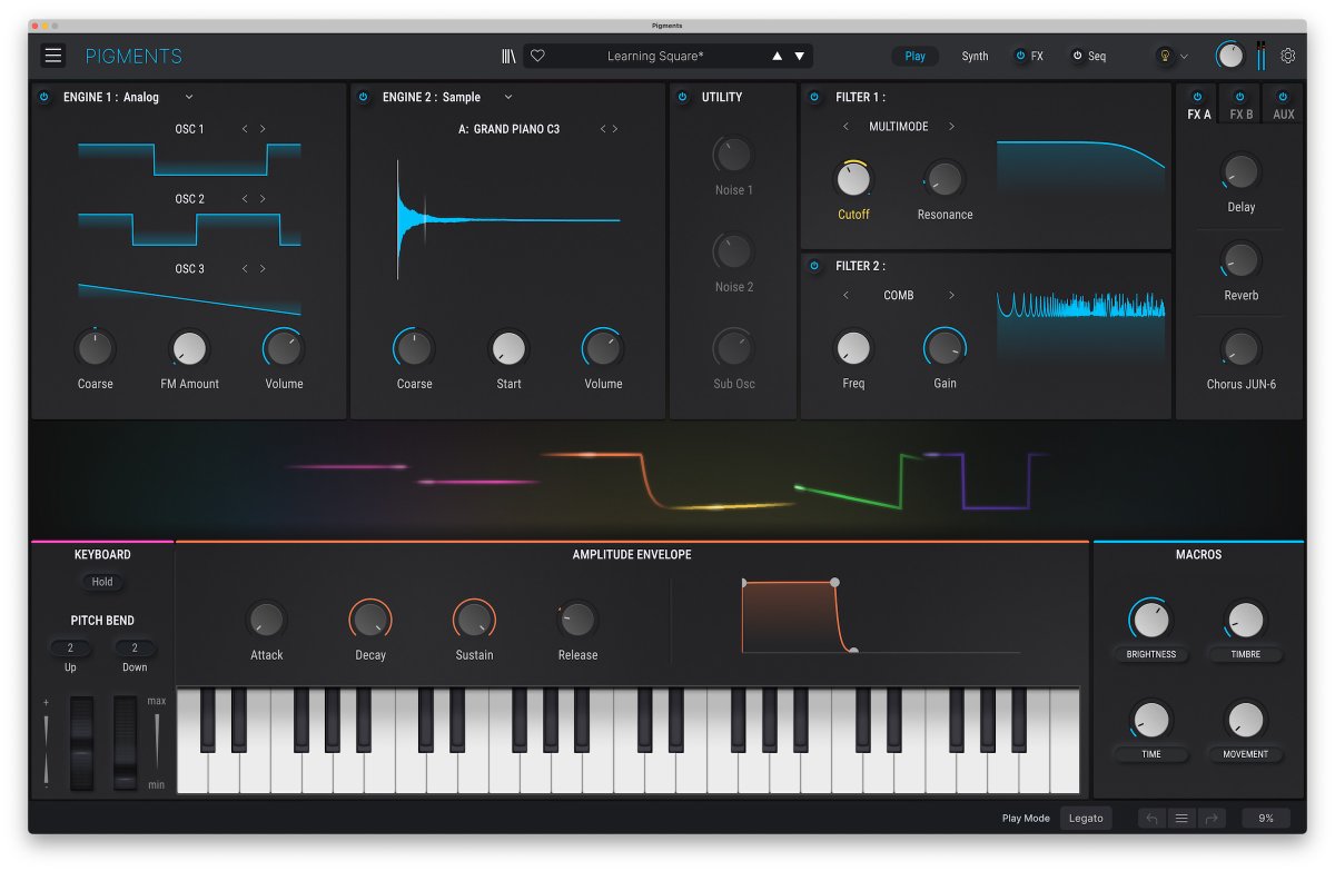 cdmblogs's tweet photo. New in Arturia Pigments 4 soft synth: UI, tuning, modulation, effects, filters, engines, sounds - so, everything. Here's everything new at a glance:
 https://t.co/GidiJTSzKp @ArturiaOfficial https://t.co/Y52cyA0Jk7