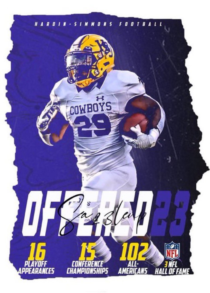 #AGTG I’m blessed to receive my 1st offer from Hardin-Simmons University🟣🟡 <a href="/GL_Martin82/">Garrett Martin</a> appreciate the opportunity to play at the next level!! <a href="/THSRebels/">THSRebelsFootball</a> <a href="/derek_galt/">Derek Galt-Tascosa HS</a> <a href="/CoachWhiteDB1/">Coach White</a> <a href="/TrustMyEyesO/">⭕️FFERTUNITY</a> <a href="/806hsscmedia/">Jasone Pearson</a>