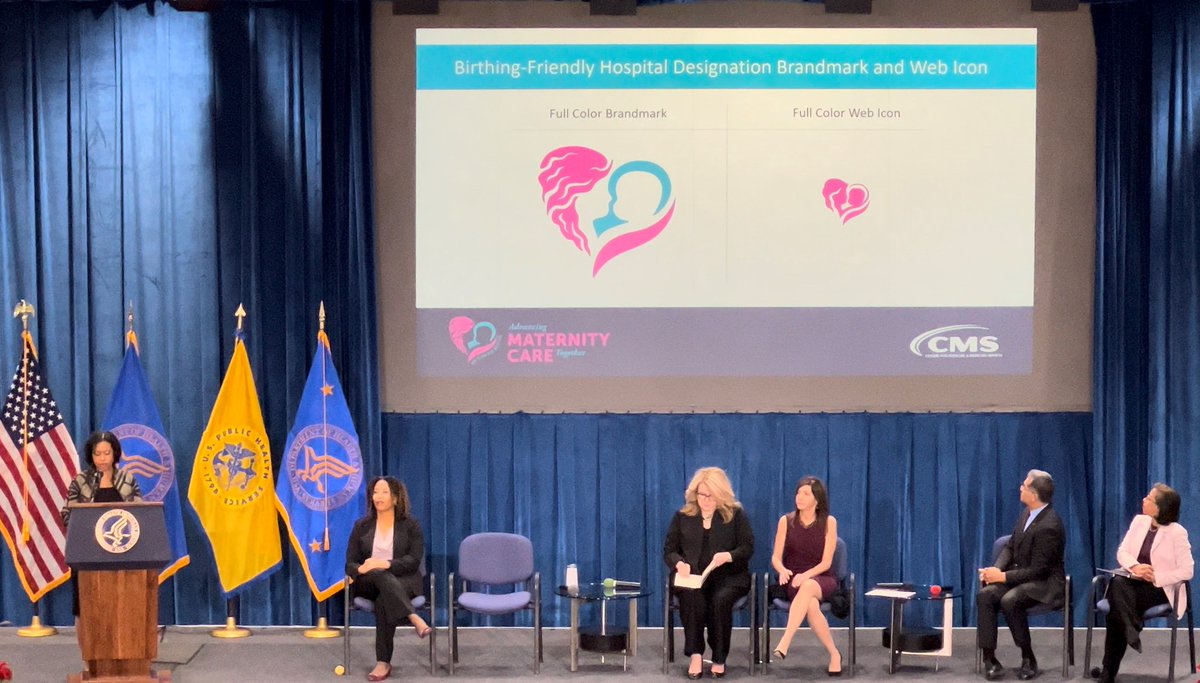 Today, <a href="/CMSGov/">CMSGov</a> unveiled the logo for the Birthing-Friendly Hospital designation, which will be posted on CMS’ Care Compare website and on the websites of participating health plans to indicate which facilities have received the Birthing-Friendly Hospital designation. #MomsMatter