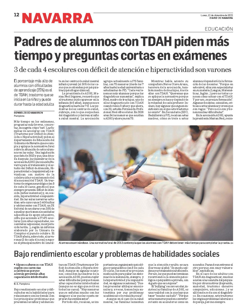 ADHI_Navarra's tweet photo. "Entender y atender al alumnado con TDAH". En Navarra tenemos una Orden Foral que data del 2012 y que regula la intervención escolar para el alumnado con TDAH, pero en ocasiones depende más de la voluntad del docente que de la aplicación de la propia norma. https://t.co/qyGyWSepxa