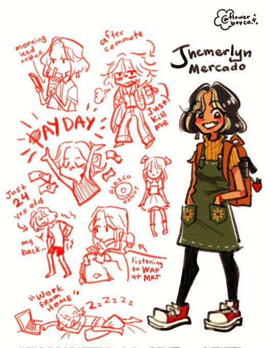 character sketches for a comic i'm brewing about the budding life of a fresh grad/corporate slave named Jhemerlyn, trying to pursue her dreams (and a hot jowa) as her work returns to office. 🧋💸✨

#artph #kamustakomiksmo 